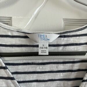 Time and true grey and white striped romper